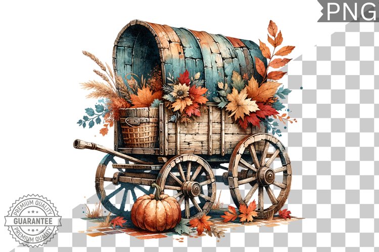 Fall Wagon Garden Sublimation - Fall Clipart PNG Design