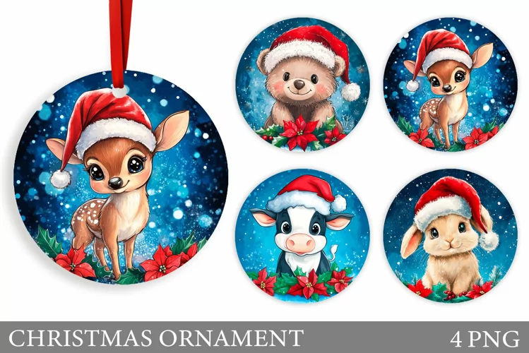 Cute Animals Christmas Ornament. Christmas Ornament Design