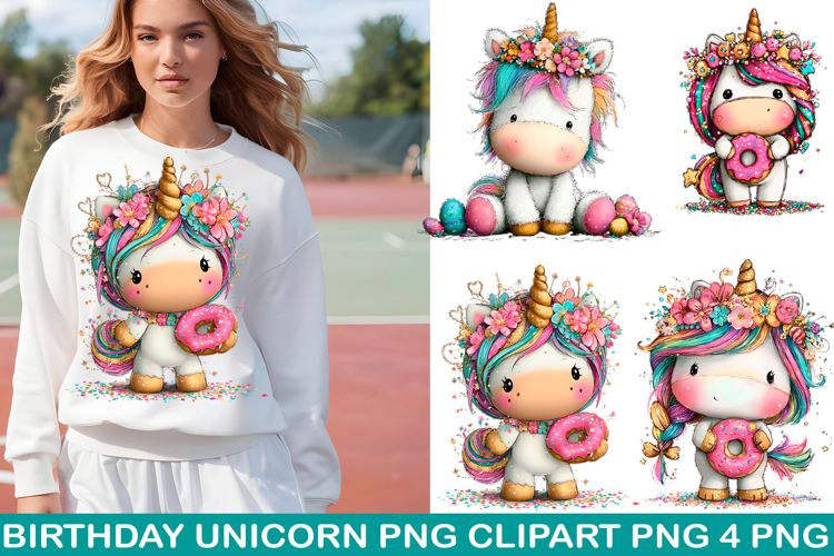 Whimsical Birthday Unicorn PNG Clipart