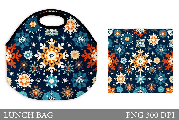 Snowflakes Lunch Bag Design. Colorful Snowflakes Lunch Bag