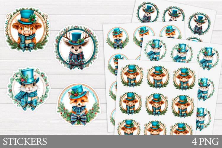 Christmas Animals Sticker. Christmas Sticker Printable example image 1