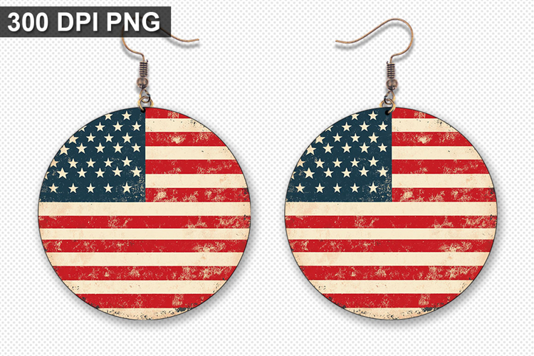 Flag Earring Sublimation PNG - 4th of July Earring Design example image 1