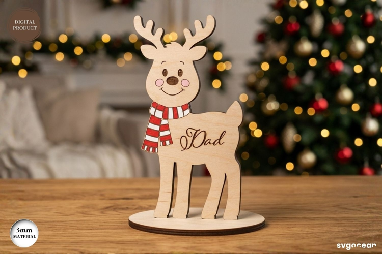 Christmas Reindeer Dad Stand laser Cut| Glowforge | SVG
