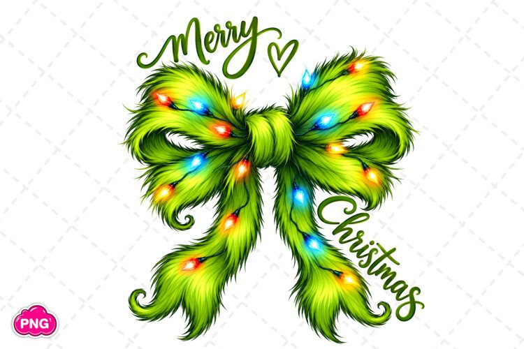 Merry Christmas Bow PNG, Merry Christmas Sublimation example image 1