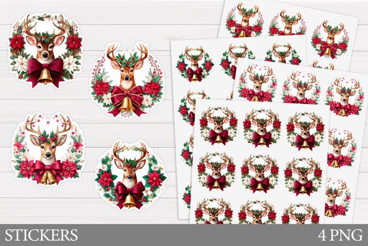 Christmas Deer Sticker Design. Christmas Sticker Printable example image 1