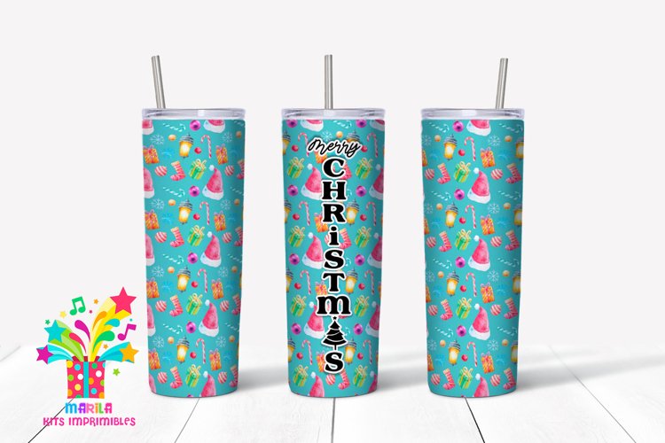 Merry Christmas Skinny tumbler Sublimation #4 example image 1