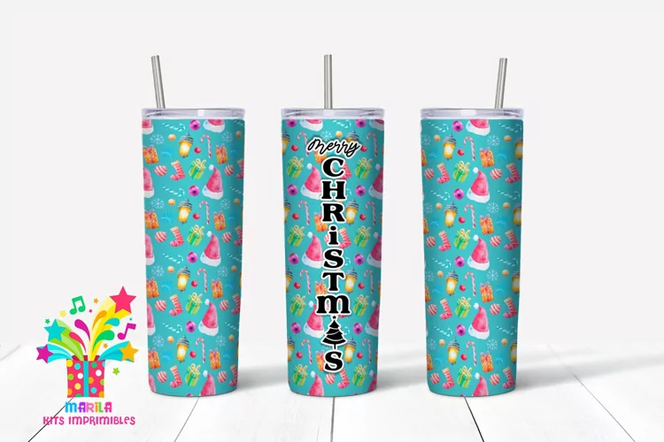 Merry Christmas Skinny tumbler Sublimation #4