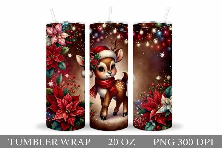 Christmas Deer Tumbler Design. Christmas Tumbler Sublimation