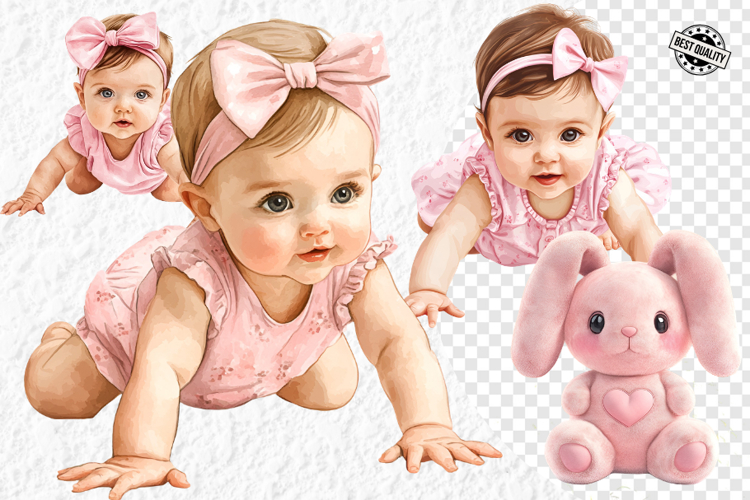 Pink baby girl clipart