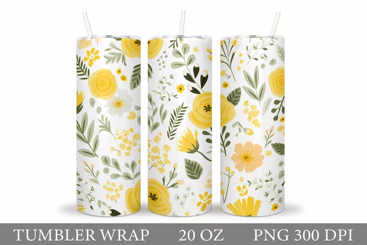Flowers Tumbler Design. Wildflowers Tumbler Sublimation