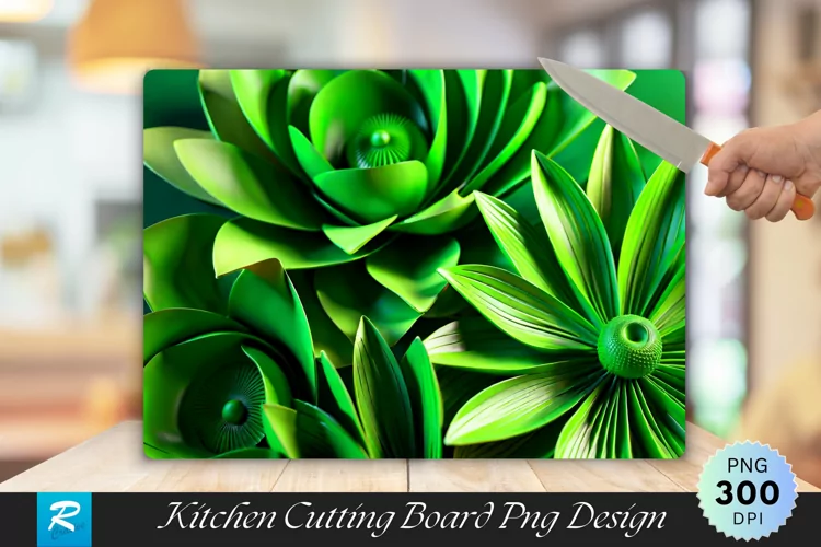 Green Floral Cutting Board Sublimation Design