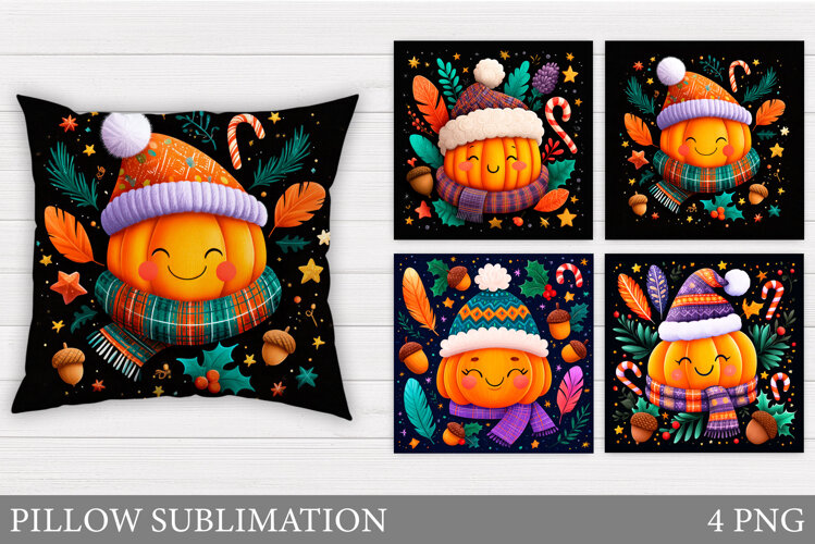Cute Pumpkin Pillow Design. Fall Pumpkin Sublimation example image 1