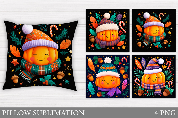 Cute Pumpkin Pillow Design. Fall Pumpkin Sublimation