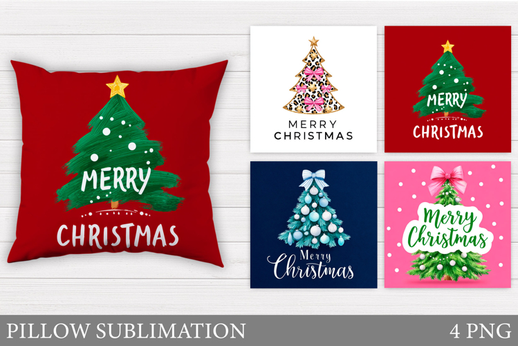 Christmas Tree Pillow Design. Christmas Pillow Sublimation