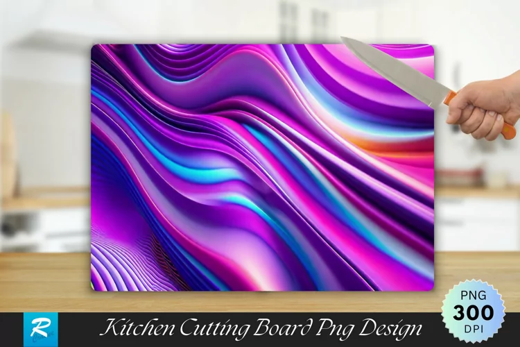 3D Purple Cutting Board Sublimation Design