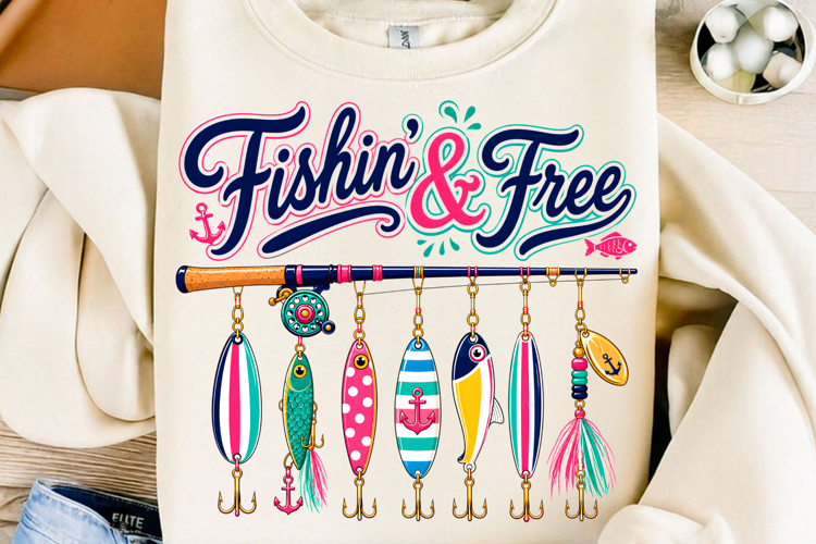 Fishin & Free PNG 4th of July Tshirt