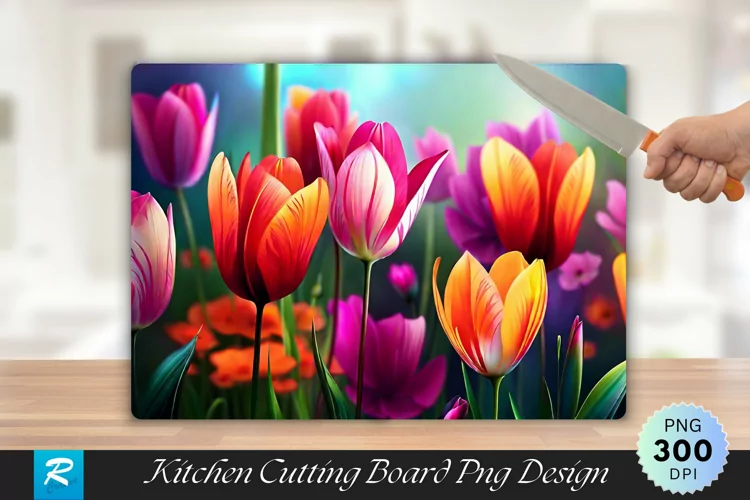 Flowers Cutting Board Sublimation Design