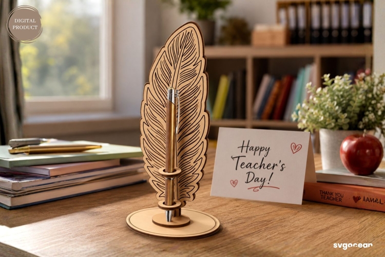 Feather Pen Stand Laser Cut | Glowforge | SVG