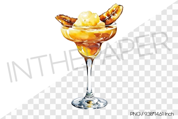 Banana Daiquiri PNG Clipart Watercolor Drink Illustration