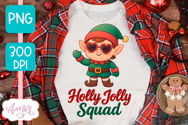 Holly Jolly PNG design, Cute Christmas elf sublimation
