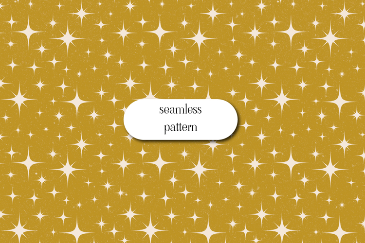Mustard Retro Starburst Seamless Pattern Design