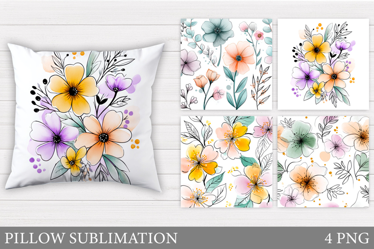 Flowers Pillow Design. Floral Pillow Sublimation