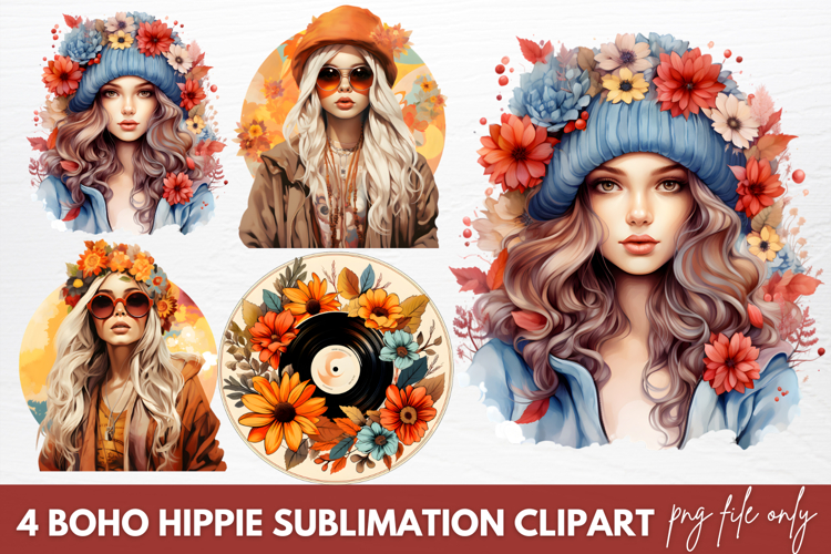 Boho Hippie Sublimation Clipart PNG