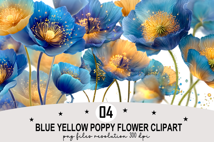 Blue Poppy Flower Clipart Watercolor PNG