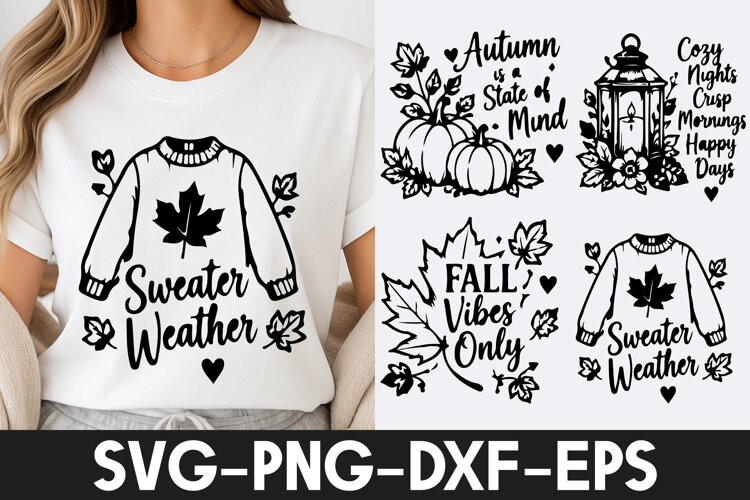 Fall Sweater Weather Autumn Cozy SVG PNG example image 1