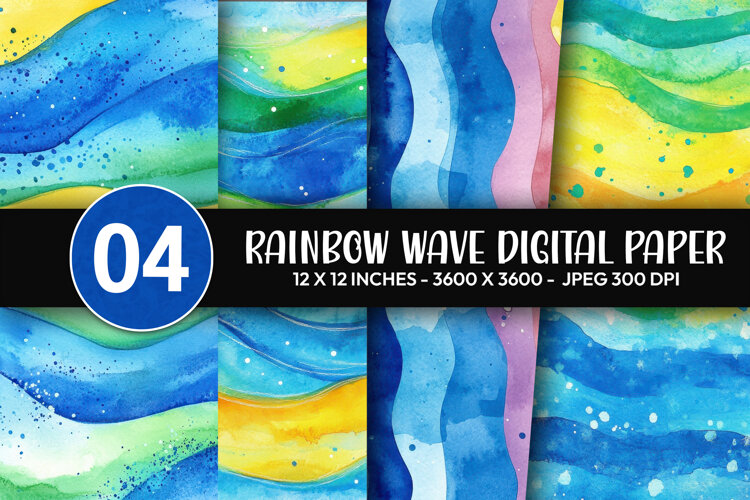 Rainbow Wave Digital Paper example image 1