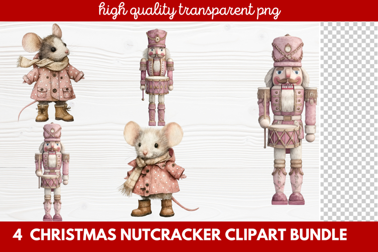 4 Christmas Nutcracker Clipart | Festive Holiday Nutcracker