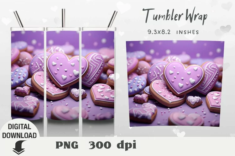 Tumbler Wrap, Tumbler heart 3D Sublimation