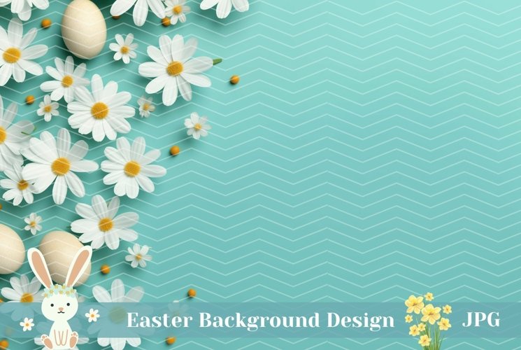 Cute Easter Background, Easter Flat Lay, Blue Background