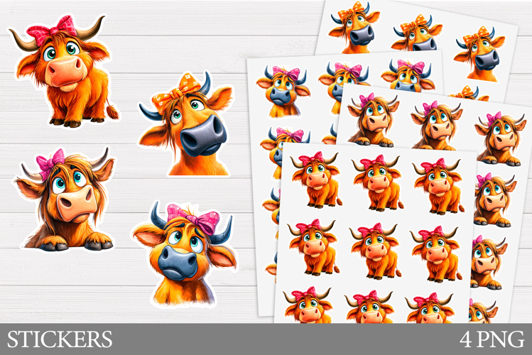 Cute Cow Sticker Design. Funny Cow Sticker Printable