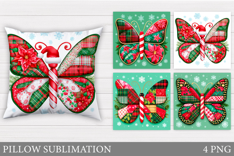 Christmas Butterfly Pillow. Christmas Pillow Sublimation