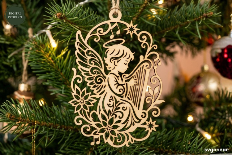 Angel Christmas Ornament Laser Cut | Glowforge | SVG