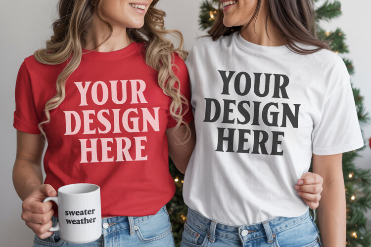 Bella Canvas 3001 Christmas Couple Mockup ,3001 Couple Mock example image 1
