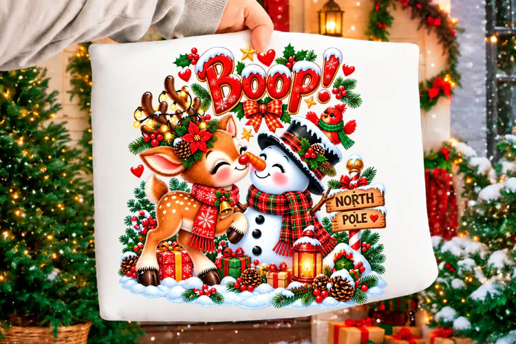 Boop Reindeer Snowman Christmas PNG Christmas T-shirt