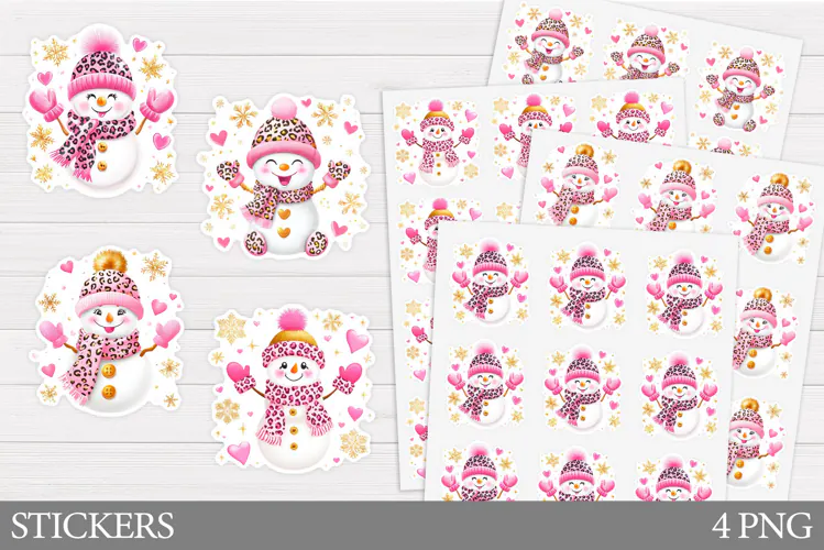 Cute Snowman Sticker Design. Christmas Sticker Printable