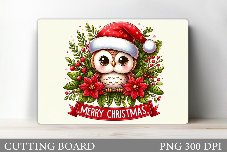 Christmas Owl Cutting Board. Christmas Cutting Board example image 1
