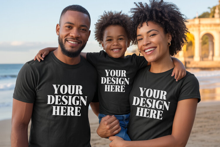 Bella Canvas 3001 Family Group Mockup | Matching T-Shirt Fla example image 1