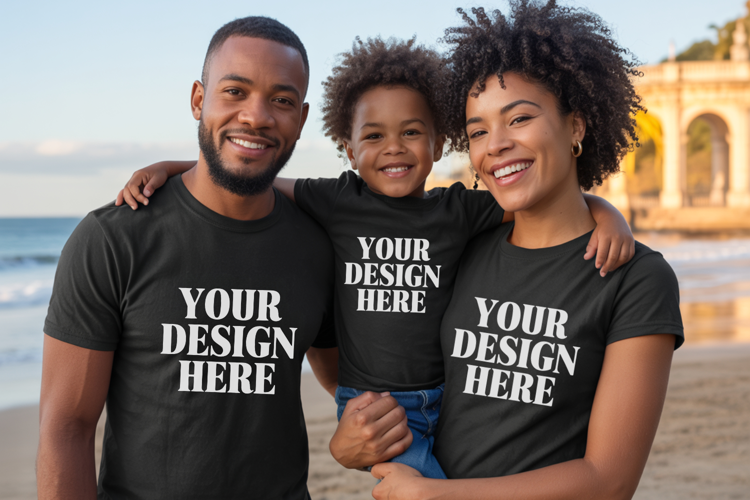 Bella Canvas 3001 Family Group Mockup | Matching T-Shirt Fla