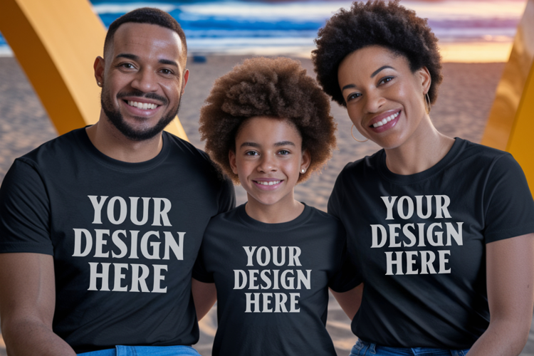 Bella Canvas 3001 Family Group T-Shirt Mockup