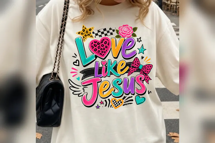 Love Like Jesus PNG, Colorful Christian Faith Design