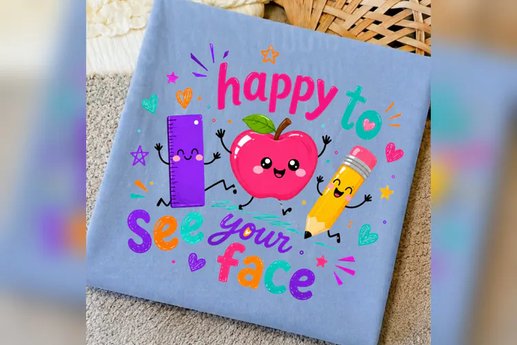 Happy To See Your Face PNG, Cute Teacher Apple Design