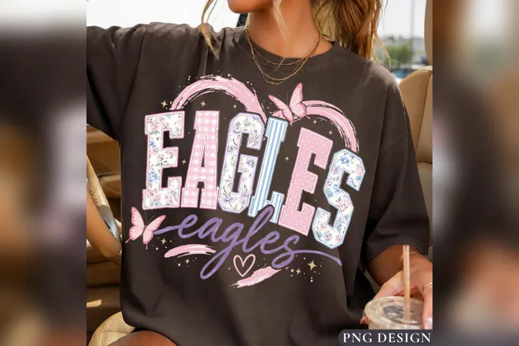 Eagles Spirit PNG, Floral Varsity School Design, Pastel Team