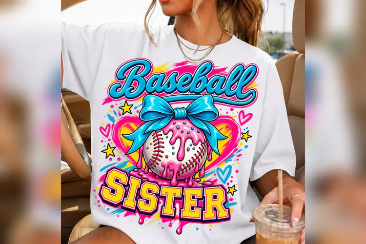 Baseball Sister PNG, Coquette Baseball Bow PNG, Girly Game