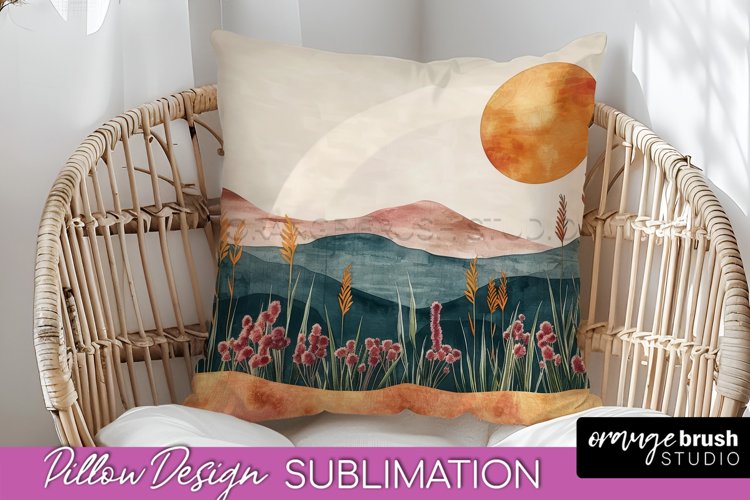 Boho Pillow Cover - Minimalist Landscape Pillow Sublimation