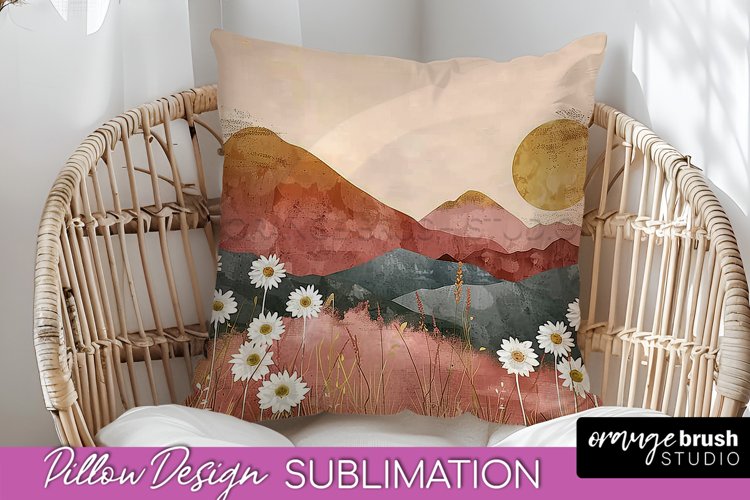Boho Pillow Cover - Minimalist Landscape Pillow Sublimation