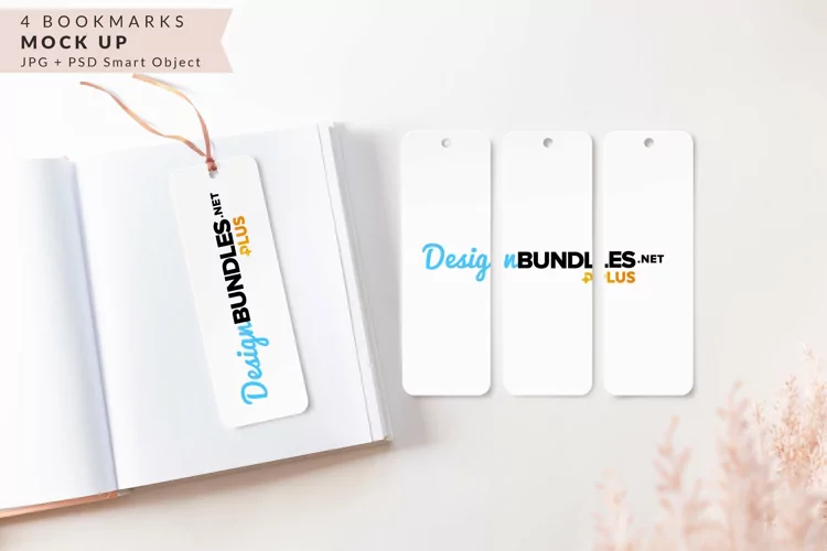 4 Bookmarks Boho Style Mock up